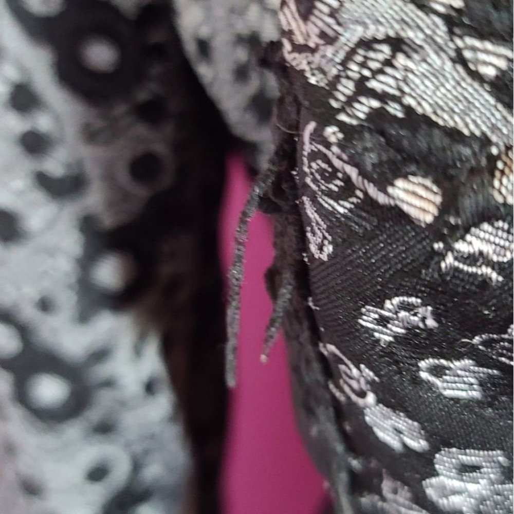 OOAK Pink & Black Lace Lolita crop Hoodie Jacket - Picture 8 of 12